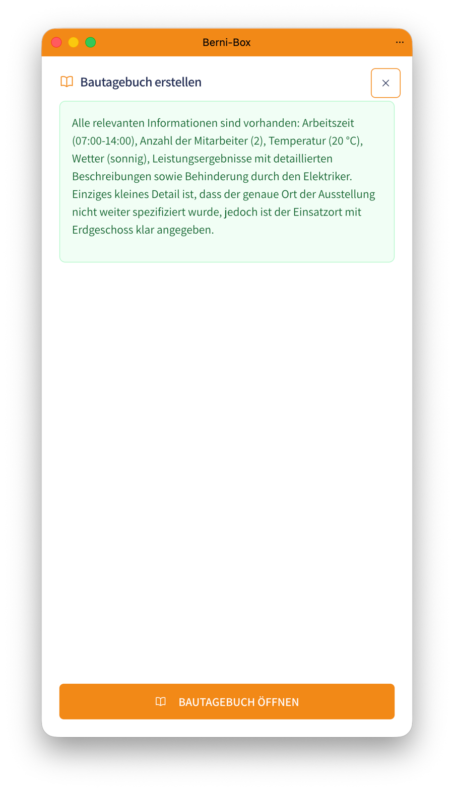BERNI Überführung in Dokument BERNI Überführung in Dokument